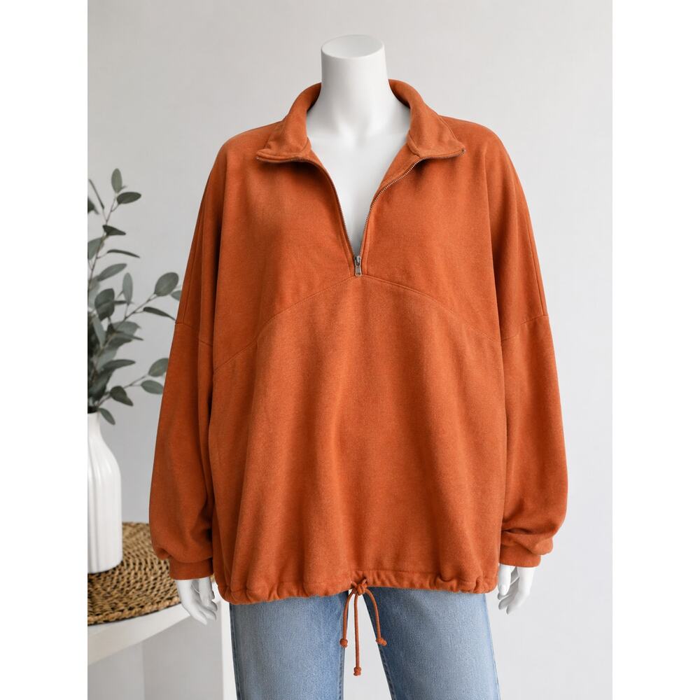 ABLE Orange Oversized 1/4 Zip Pullover Sweatshirt Women’s 3X